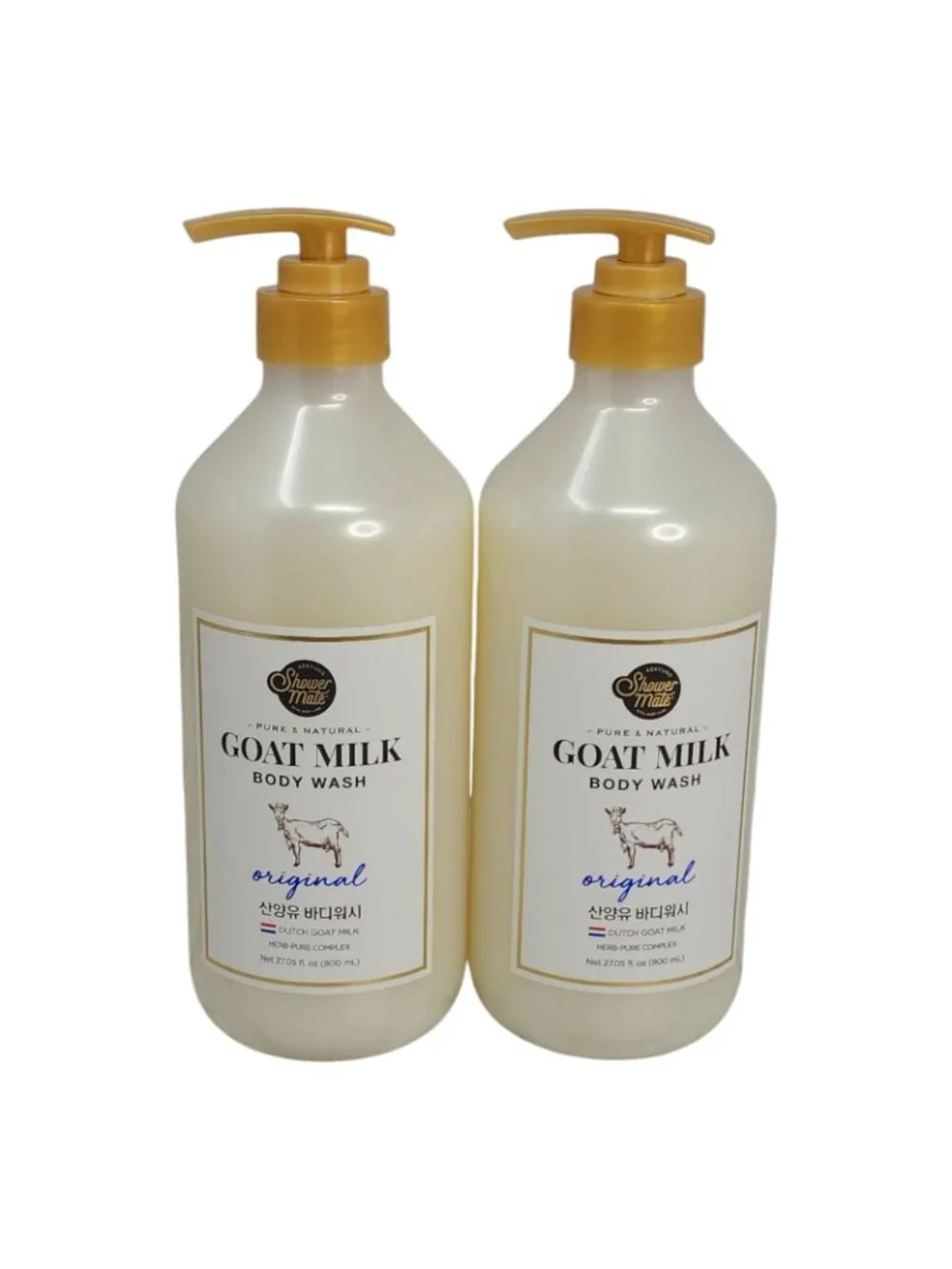 Aekyung Shower Mate 2 pks Goat Milk Body Wash Jumbo Gentle & 27oz Original Scent